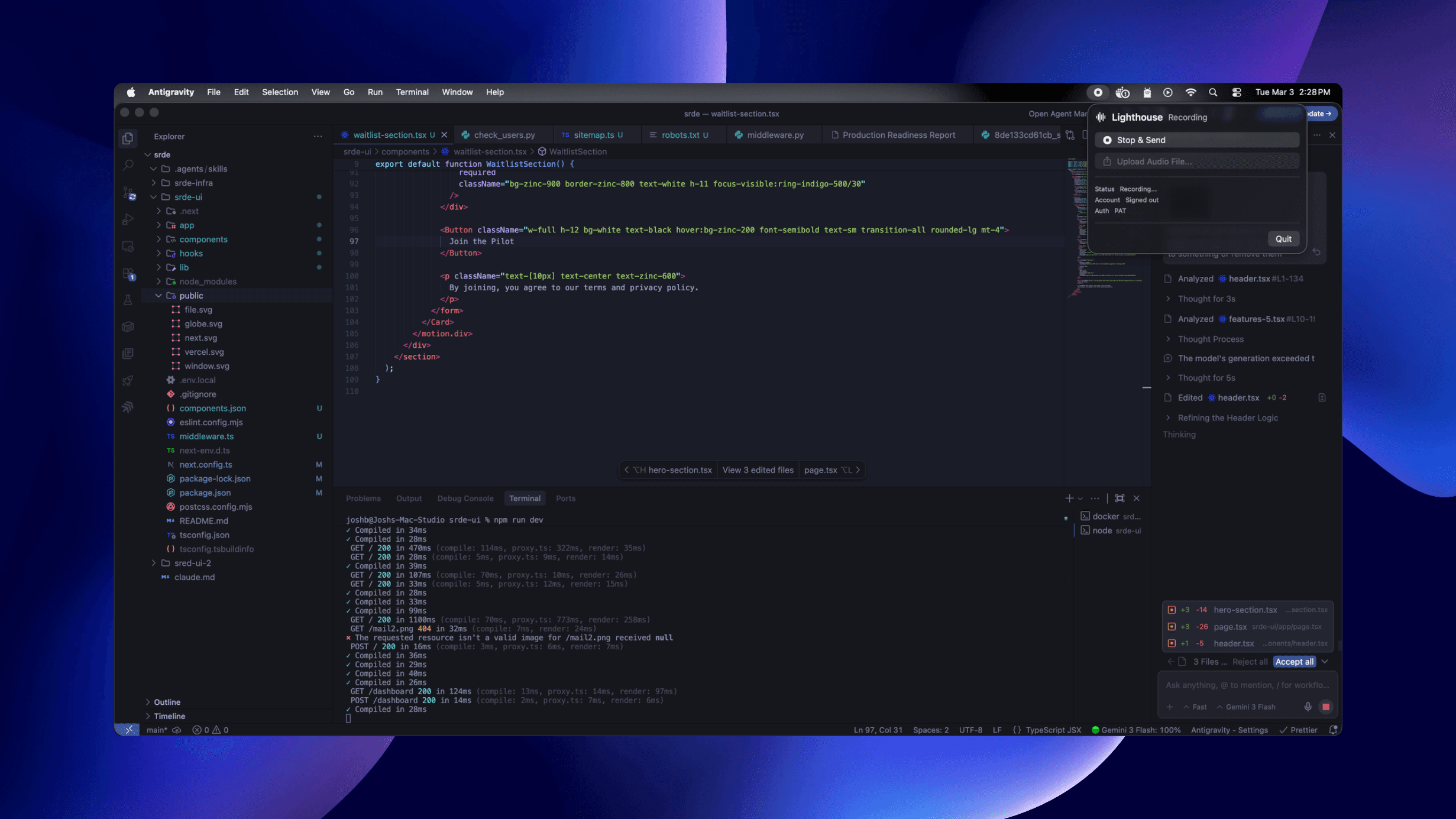 Lighthouse app screen